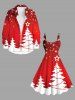 Robe Débardeur 3D Etoile Sapin de Noël et Lumière en Blocs de Couleurs de Grande Taille à Paillettes - Rouge 2X