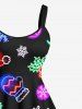 Robe Débardeur Imprimé Élément de Noël Grande Taille - Noir 6X