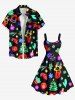 Robe Débardeur Imprimé Élément de Noël Grande Taille - Noir 6X