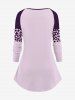 T-shirt à Manches Raglan Imprimé Élément Noël Grande Taille - Pourpre  6X