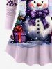 T-shirt à Manches Raglan Imprimé Élément Noël Grande Taille - Pourpre  6X