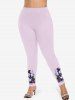 Plus Size Christmas Tree Snowman Gift Box Print Leggings -  