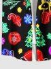 Chemise Imprimé Élément de Noël avec Poches Grande Taille - Noir L