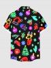 Chemise Imprimé Élément de Noël avec Poches Grande Taille - Noir 2XL