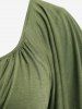 T-shirt Cache-Coeur Ceinturé à Manches Papillon et Chaîne Grande Taille - Vert 1X | US 14-16
