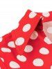 Plus Size Polka Dot Print Zipper Surplice Bowknot Belt Vintage Dress -  