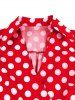Plus Size Polka Dot Print Zipper Surplice Bowknot Belt Vintage Dress -  