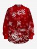 Chemise Manches Longues à Imprimé Etoiles Paillettes et Flocons de Neige de Noël Grande-Taille pour Hommes - Rouge 5XL