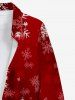 Chemise Manches Longues à Imprimé Etoiles Paillettes et Flocons de Neige de Noël Grande-Taille pour Hommes - Rouge 5XL
