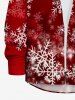 Chemise Manches Longues à Imprimé Etoiles Paillettes et Flocons de Neige de Noël Grande-Taille pour Hommes - Rouge 5XL