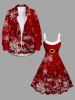 Robe Ligne A Etoile et Flocon de Neige de Noël Imprimés à Paillettes de Grande Taille - Rouge S