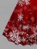 Robe Ligne A Etoile et Flocon de Neige de Noël Imprimés à Paillettes de Grande Taille - Rouge M