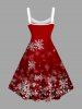 Plus Size Ombre Christmas Snowflake Glitter Stars Belt Print A Line Dress -  
