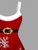 Plus Size Ombre Christmas Snowflake Glitter Stars Belt Print A Line Dress -  