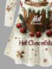 Plus Size Christmas Bowknot Gingerbread Snowflake Santa Claus Candy Cup Print Long Sleeves T-shirt -  