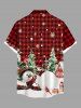 Chemise Imprimé Bonhomme de Neige et Sapin de Noël Grande Taille avec Poche pour Homme - Rouge L