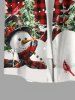 Chemise Imprimé Bonhomme de Neige et Sapin de Noël Grande Taille avec Poche pour Homme - Rouge 3XL