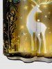 Plus Size Glitter Christmas Elk Branch Leaf Print Button Pocket Shirt For Men -  