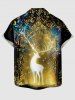 Chemise avec Boutons à Imprimé Branche D'Élan et Feuilles Brillantes Grande-Taille pour Hommes - Multi-A M