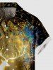 Chemise avec Boutons à Imprimé Branche D'Élan et Feuilles Brillantes Grande-Taille pour Hommes - Multi-A M
