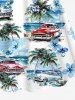 Plus Size Sea Flower Car Coconut Tree Print Cinched Hawaii Dress -  
