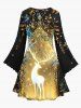 Robe Ligne A Cerf de Noël et Branche Imprimés de Grande Taille à Paillettes - Multi-A 6X