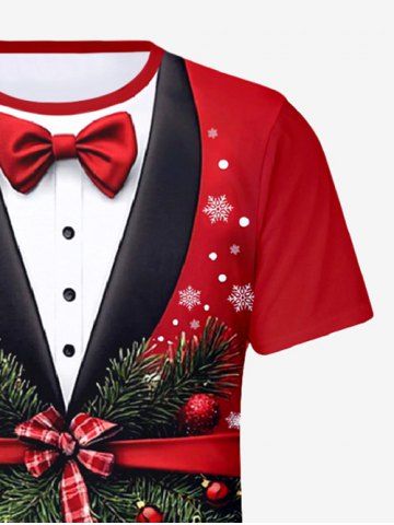 Christmas Ball Tree Snowflake Bowknot Print Plus Size Matching Outfit For Couples