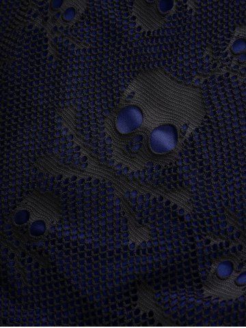 Plus Size Lace-up Cross High Low Skulls Mesh Rivet Lace Trim Asymmetrical Gothic Tank Dress