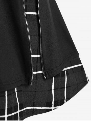 Plus Size Plaid Zipper Mini A Line Skirt