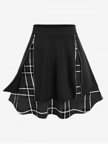 Plus Size Plaid Zipper Mini A Line Skirt