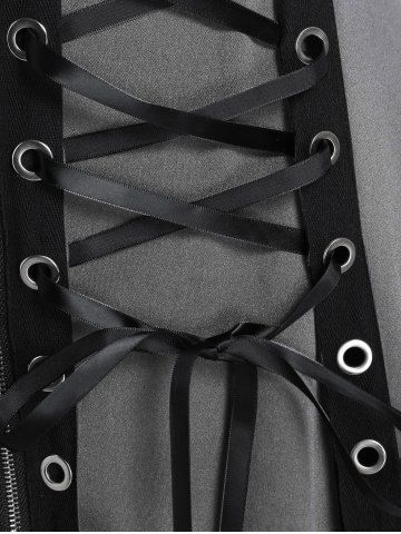 Lace Up Grommets Full Zipper Gothic Tank Top