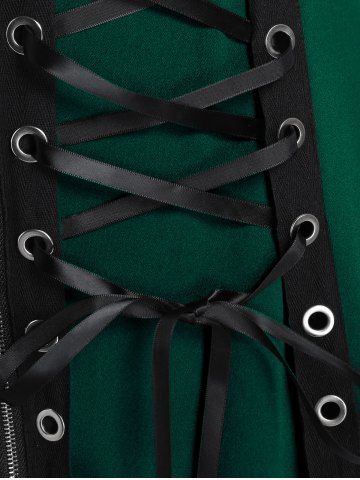 Lace Up Grommets Full Zipper Gothic Tank Top