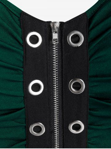 Lace Up Grommets Full Zipper Gothic Tank Top