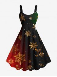 Robe Débardeur Ligne A Ombrée Teinté de Noël de Grande Taille - Noir S