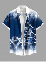 Chemise Imprimé Élément de Noël Grande Taille avec Poches - Bleu profond 3XL