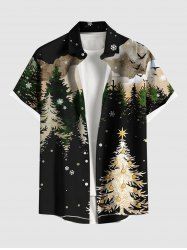 Chemise Imprimé Élément de Noël avec Poche Grande Taille pour Homme - Noir S