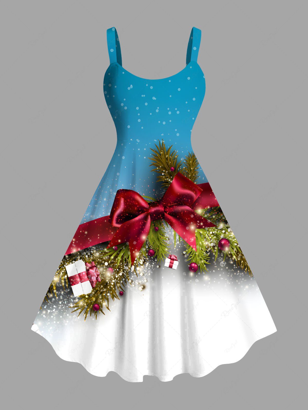 Robe Boîte Cadeau de Noël Arbre et Boule en Blocs de Couleurs Grande Taille avec Nœud Papillon Multi-A 6X