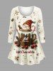 Christmas Bowknot Gingerbread Snowflake Santa Claus Candy Cup Print T-shirt and Leggings Plus Size Matching Set -  