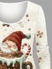 Christmas Bowknot Gingerbread Snowflake Santa Claus Candy Cup Print T-shirt and Leggings Plus Size Matching Set -  