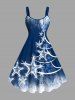 Costume Contrastant Imprimé Sapin de Noël Grande Taille - Bleu profond 