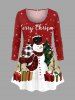 Christmas Tree Snowflake Snowman Gift Box Print Plus Size Matching Set -  