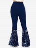Pantalon Evasé Panneau en Dentelle de Grande Taille à Lacets - Bleu profond L | US 12