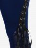 Pantalon Evasé Panneau en Dentelle de Grande Taille à Lacets - Bleu profond L | US 12