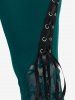 Plus Size Lace Panel Pull On Flare Pants with Lace-up -  