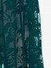 Plus Size Lace Panel Pull On Flare Pants with Lace-up -  
