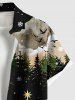 Plus Size Christmas Tree Ball  Forest Snowflake Cloud Print Button Pocket Shirt For Men -  