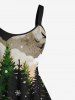 Robe Débardeur Ligne A Sapin de Noël Flocon de Neige et Boule Imprimés de Grande Taille - Noir 4X