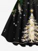 Robe Débardeur Ligne A Sapin de Noël Flocon de Neige et Boule Imprimés de Grande Taille - Noir 4X
