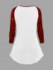 Plus Size Christmas Cute Santa Claus Print Ombre Plaid Raglan Sleeves T-shirt -  