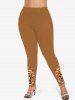 Plus Size Christmas Hat Galaxy Gingerbread Candy Ball Print Leggings -  